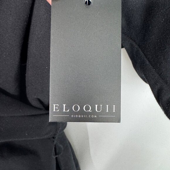 NWT Eloquii Black Cotton Blend Twist Front Dress‎ Plus Size 20 Flutter Sleeve - Picture 7 of 14